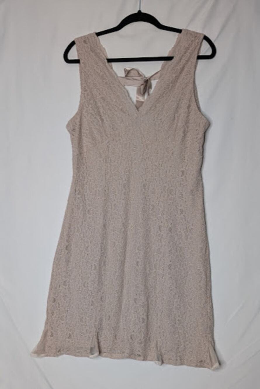 CANDALITE Women's Beige lace dress with Gold accent fully lined Size XL cowgirl